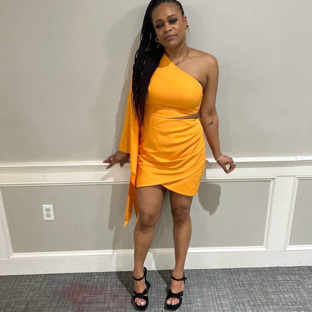 One should cape detail dress mini dress